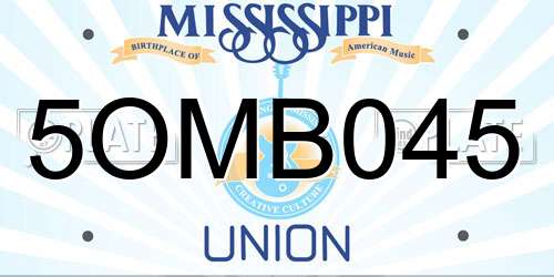5OMB045 Mississippi License Plate