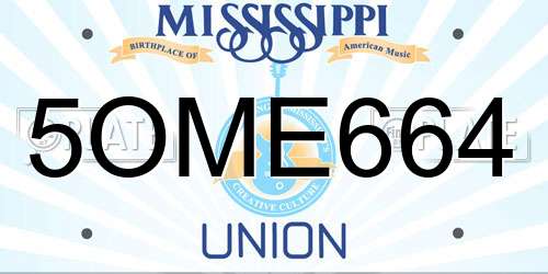 5OME664 Mississippi License Plate