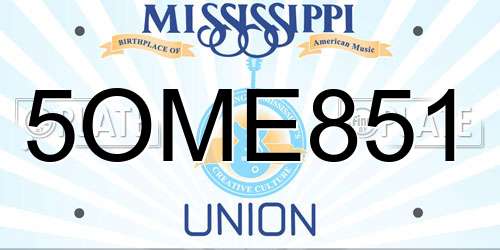 5OME851 Mississippi License Plate
