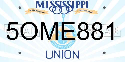 5OME881 Mississippi License Plate