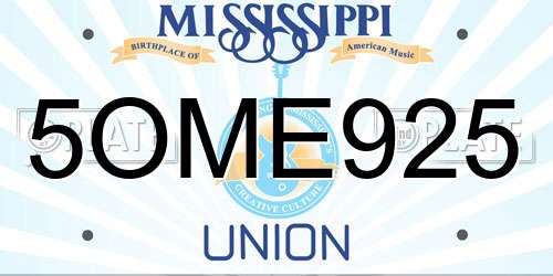 5OME925 Mississippi License Plate