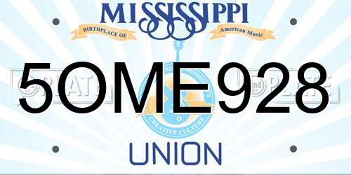5OME928 Mississippi License Plate