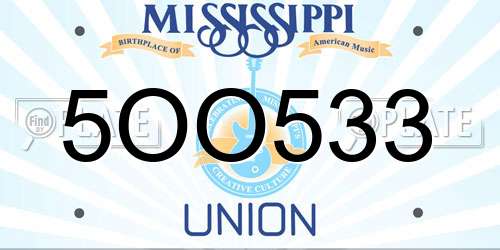 5OO533 Mississippi License Plate