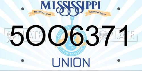 5OO6371 Mississippi License Plate