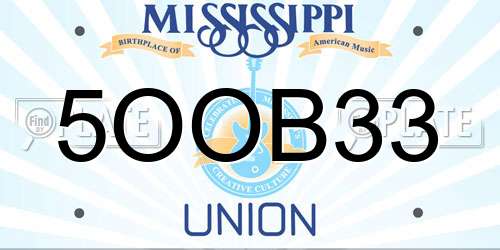 5OOB33 Mississippi License Plate