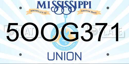 5OOG371 Mississippi License Plate
