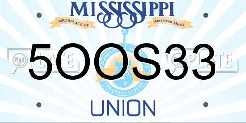 5OOS33 Mississippi License Plate