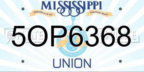 5OP6368 Mississippi License Plate