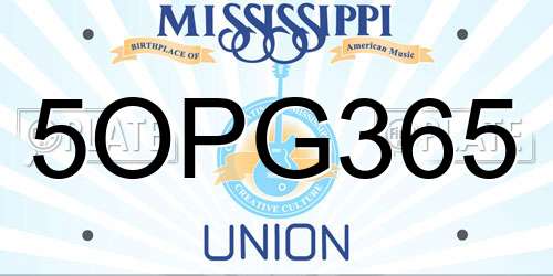 5OPG365 Mississippi License Plate