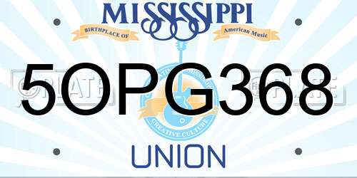 5OPG368 Mississippi License Plate