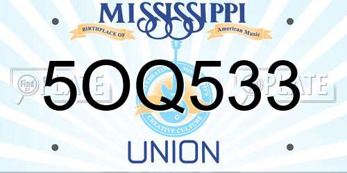 5OQ533 Mississippi License Plate