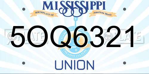 5OQ6321 Mississippi License Plate