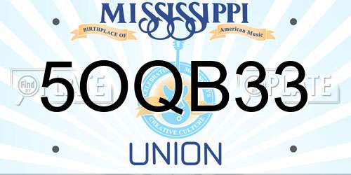 5OQB33 Mississippi License Plate
