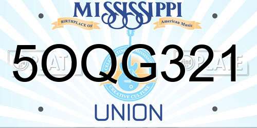 5OQG321 Mississippi License Plate