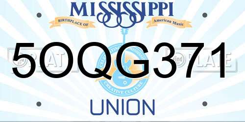 5OQG371 Mississippi License Plate