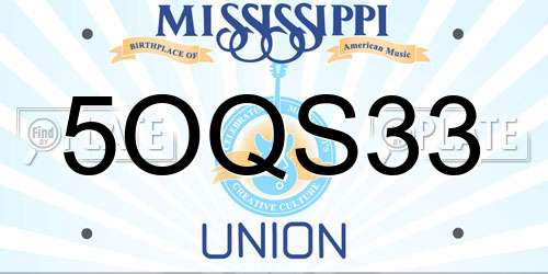 5OQS33 Mississippi License Plate