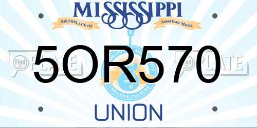 5OR570 Mississippi License Plate