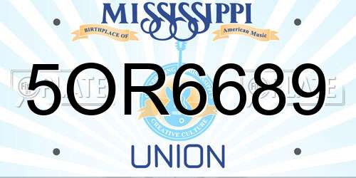 5OR6689 Mississippi License Plate