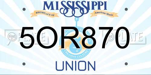 5OR870 Mississippi License Plate