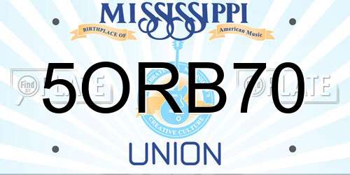 5ORB70 Mississippi License Plate
