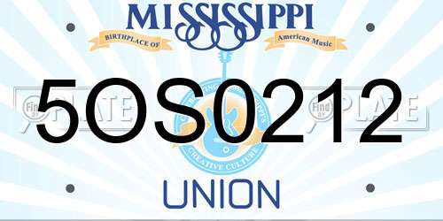 5OS0212 Mississippi License Plate