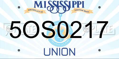 5OS0217 Mississippi License Plate