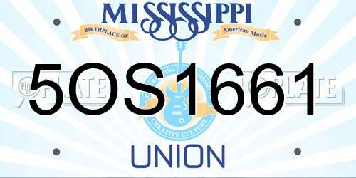 5OS1661 Mississippi License Plate