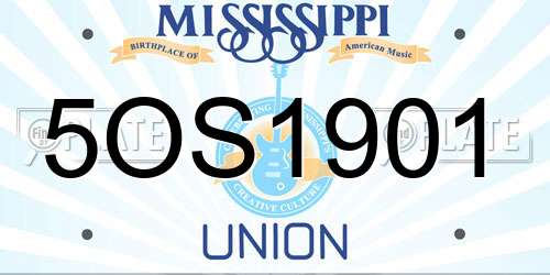 5OS1901 Mississippi License Plate