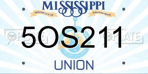 5OS211 Mississippi License Plate