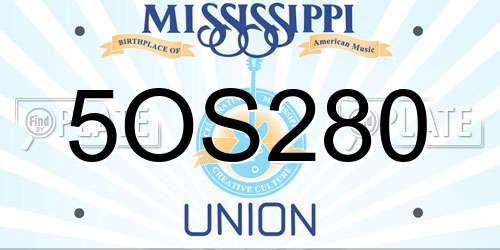 5OS280 Mississippi License Plate