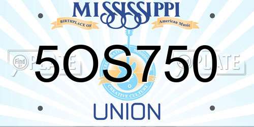 5OS750 Mississippi License Plate