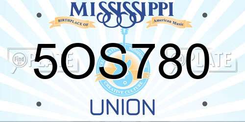 5OS780 Mississippi License Plate