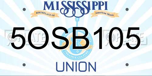 5OSB105 Mississippi License Plate