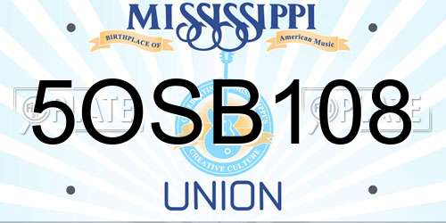 5OSB108 Mississippi License Plate