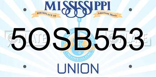 5OSB553 Mississippi License Plate