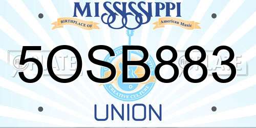 5OSB883 Mississippi License Plate
