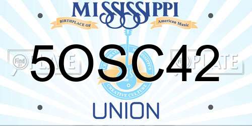 5OSC42 Mississippi License Plate