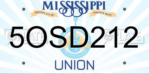 5OSD212 Mississippi License Plate