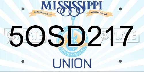 5OSD217 Mississippi License Plate