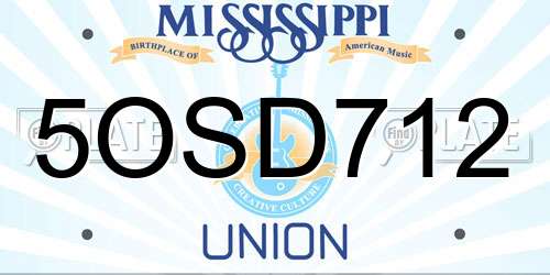 5OSD712 Mississippi License Plate