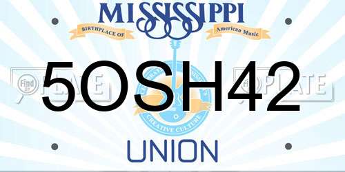 5OSH42 Mississippi License Plate