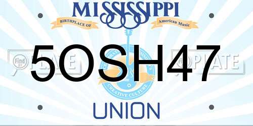 5OSH47 Mississippi License Plate