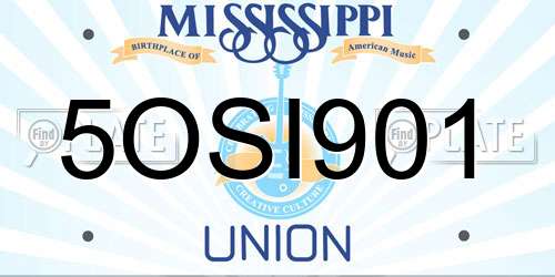 5OSI901 Mississippi License Plate