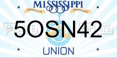 5OSN42 Mississippi License Plate