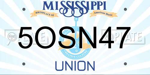 5OSN47 Mississippi License Plate