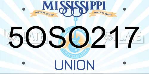 5OSO217 Mississippi License Plate