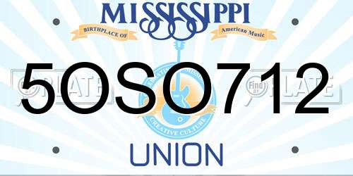 5OSO712 Mississippi License Plate