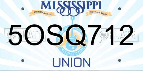 5OSQ712 Mississippi License Plate