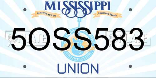 5OSS583 Mississippi License Plate