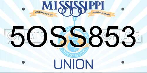 5OSS853 Mississippi License Plate